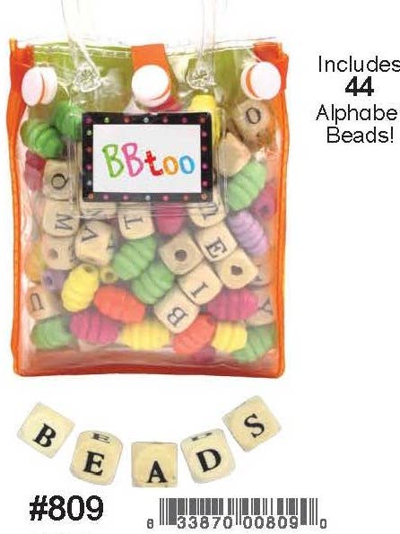 Item# 809, Alphabet bead kit. $2.00 each for wholesale by BBToo