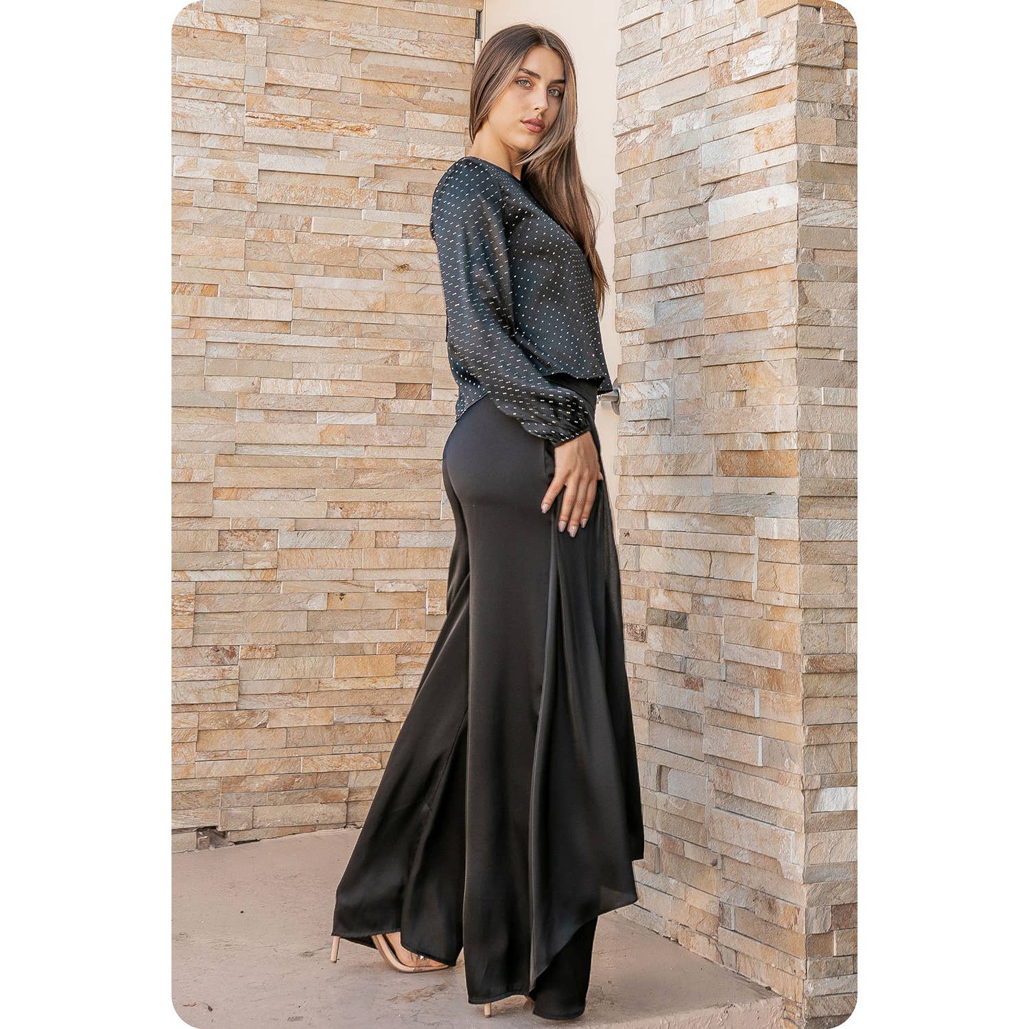 Strut & Bolt – Engroshandel Bukser - Dame – Overlay Satin Bukser Med Brede Ben6