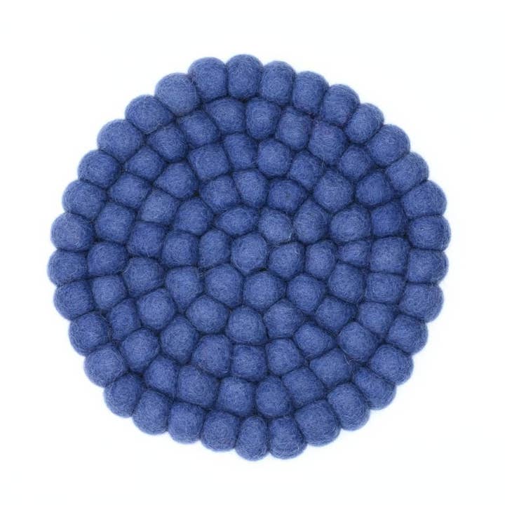 Woollyfelt - Wholesale Onderzetter - Marineblauwe vilten bal wollen onderzettersets0