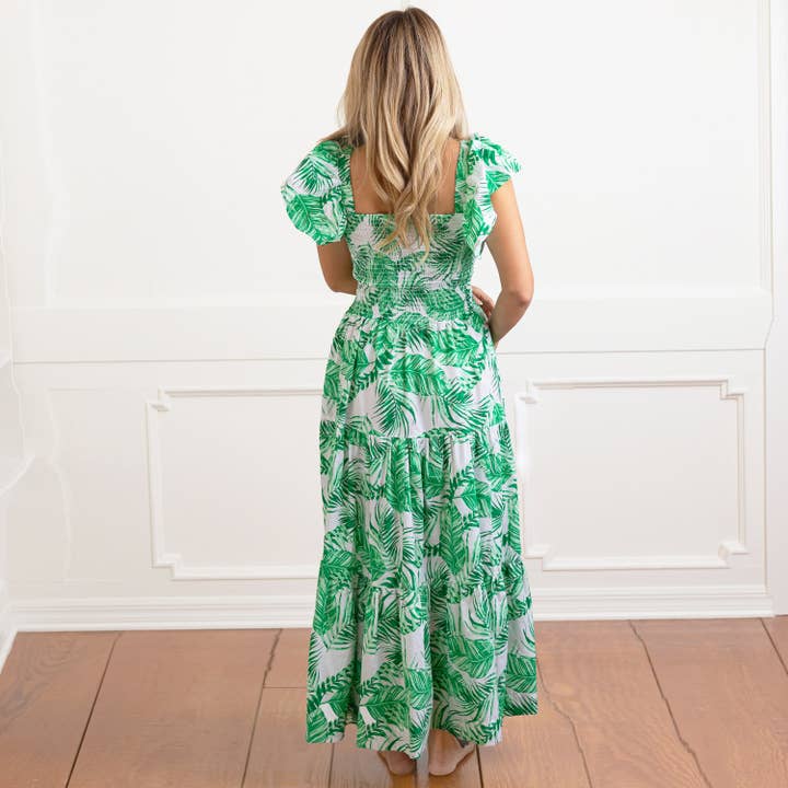 8 Oak Lane – Großhandel Kleid – Damen – Botanisches Kleid mit gesmokten Flatterärmeln1