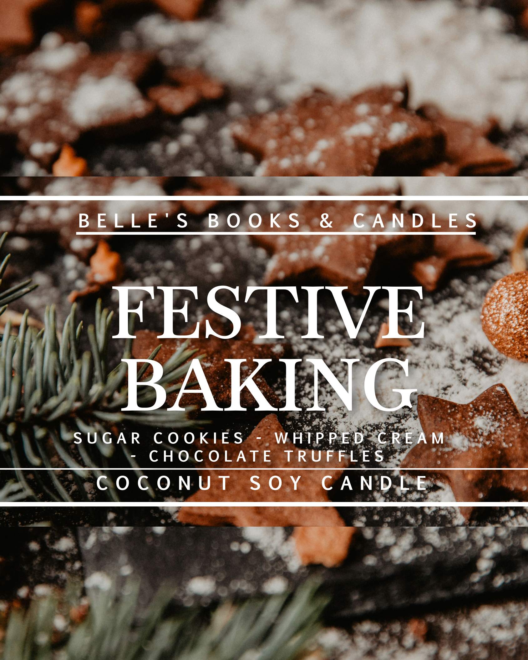 Belle's Books & Candles - Wholesale Jar/filled candle - Festive Baking Coconut Soy Candle | Christmas Candle 0