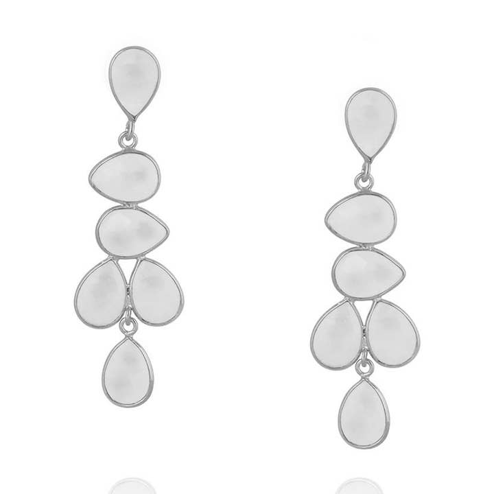 Little Rock sølv mosaik månesten Teardrop øreringe for engroshandel hos Van Peterson Designs