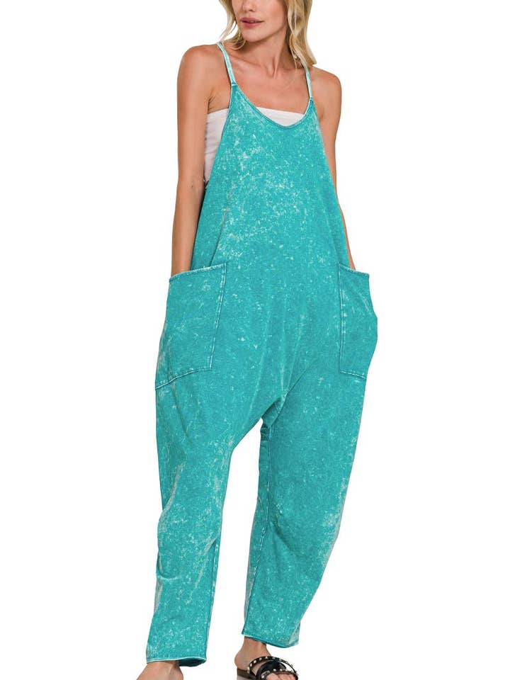 Spaghetti Strap Scoop Neck Jumpsuit With Pockets for wholesale by Vanilla Monkey