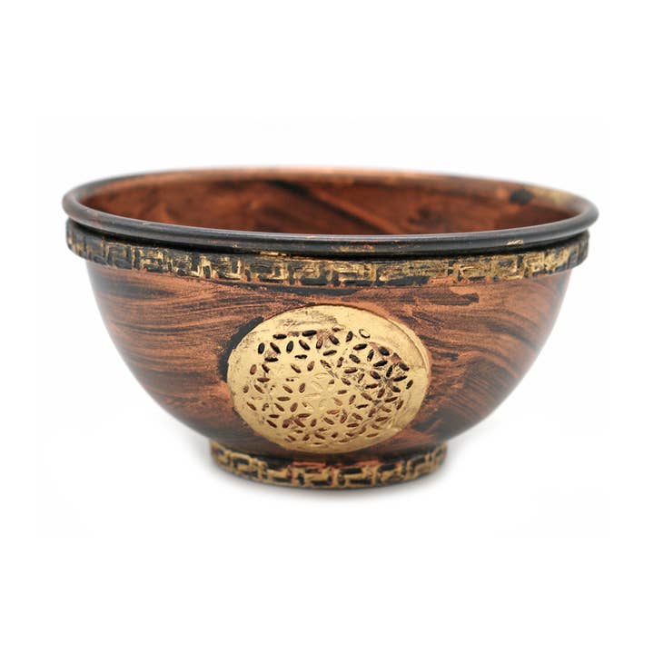 Copper Smudge Bowl (4 in.) - Flower of Life for wholesale by Designs by Deekay Inc.