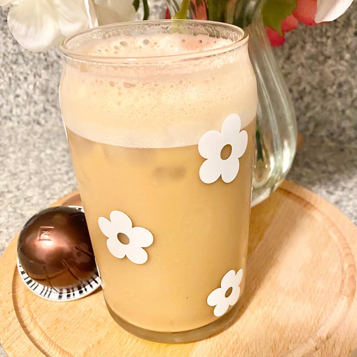 Designs by LDF - Vente Verre/tasse - Verre à bière Daisy | Verre à café glacé | Coupe en verre à fleurs