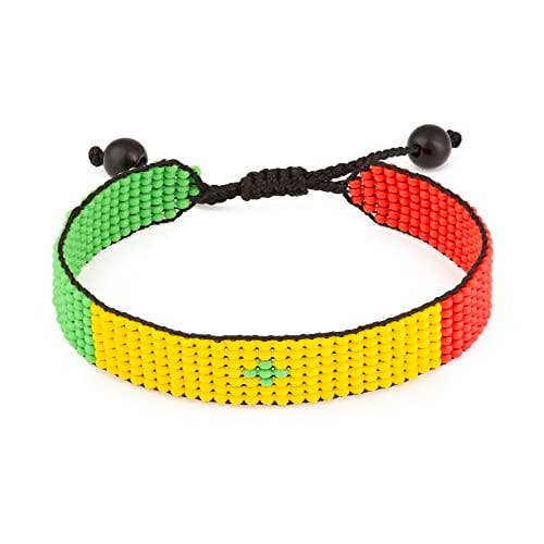 Senegal Flag Bracelet: Handmade Bracelet,Adjustable Beaded Boho-Style Rope Bangle with Patriotic Design for wholesale by Fahari Luxury