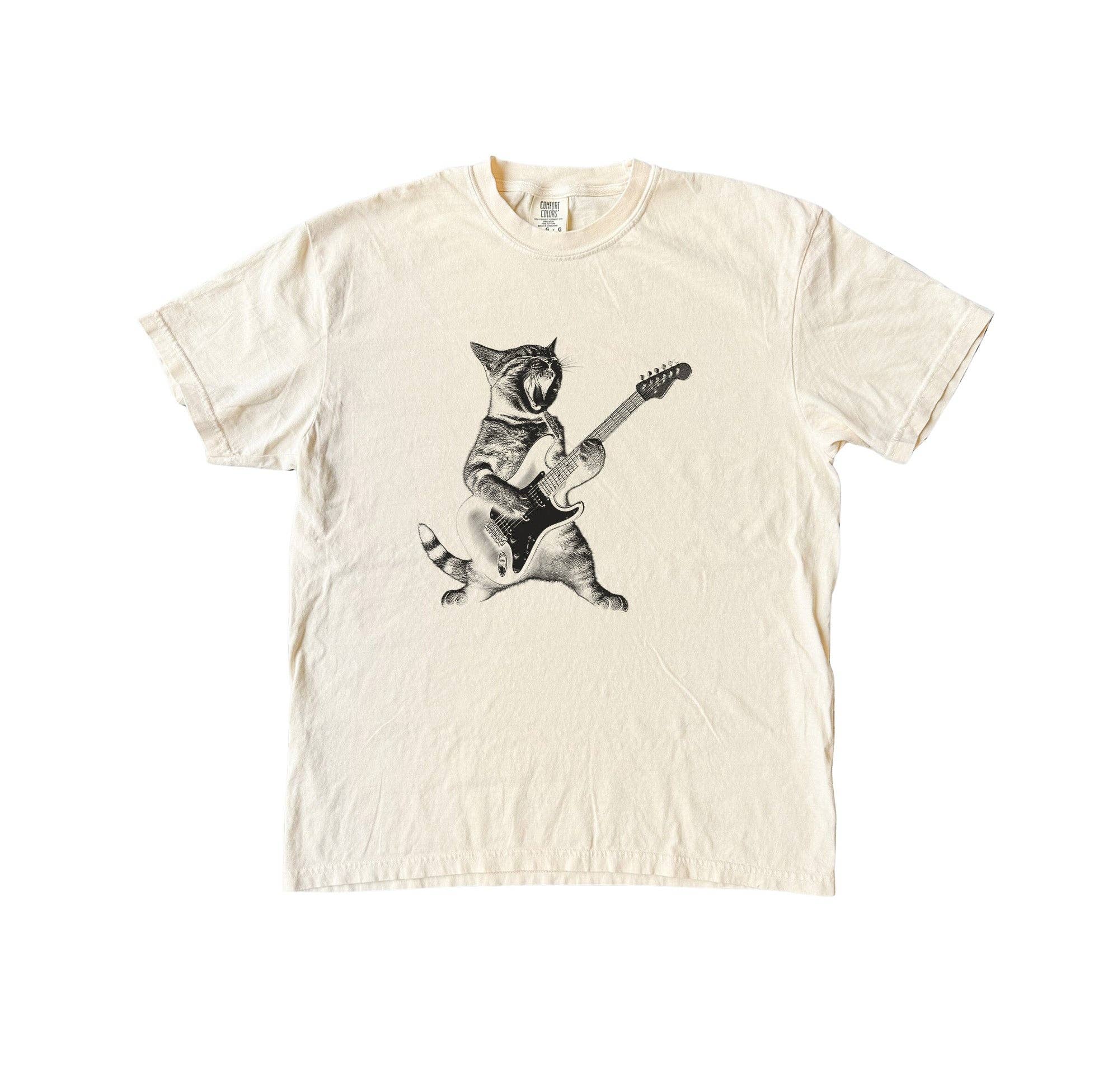 Blue Giraffe Inc – wholesale Screen printed t-shirt – unisex – Cat Playing Guitar T-Shirt6