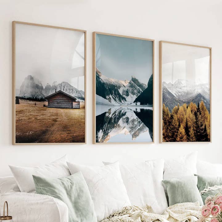 Autumn Mountain Print. Forest Lake Wall Art. Nordic Photo for wholesale by Art Lane