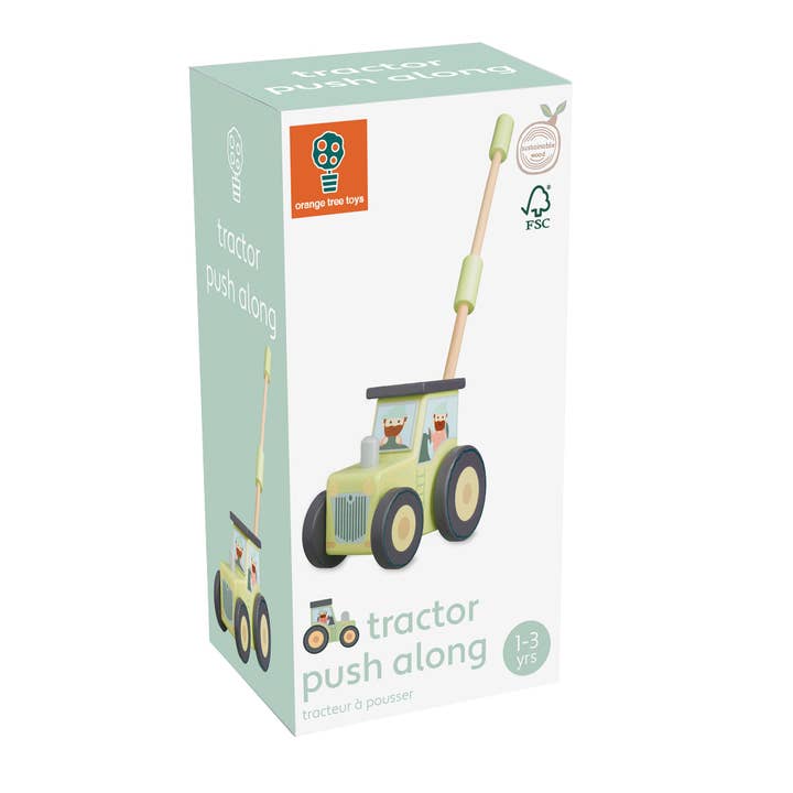 Orange Tree Toys - Wholesale Toy Car/Truck - Kids - NEW! Tractor Wooden Boxed Push Along