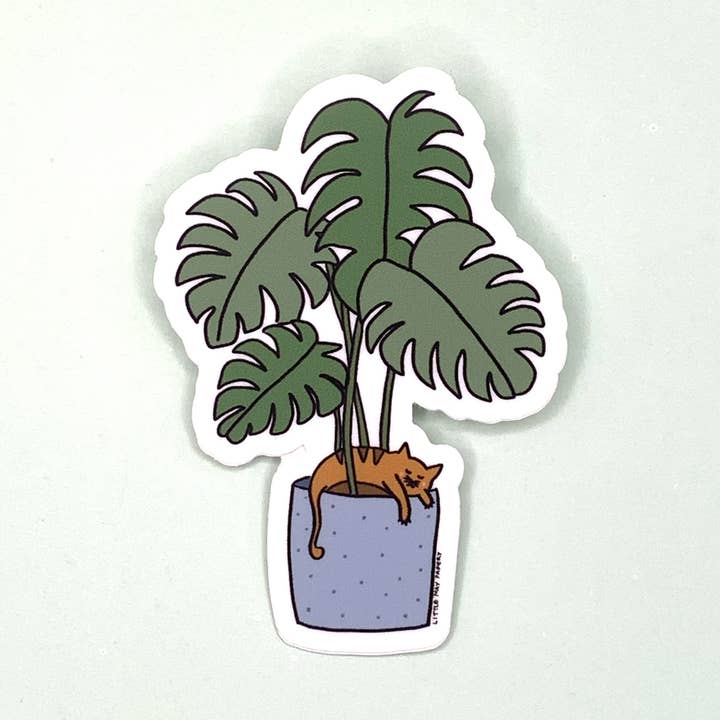 Little May Papery - Wholesale Sticker - Monstera Sleeping Cat Vinyl Sticker0