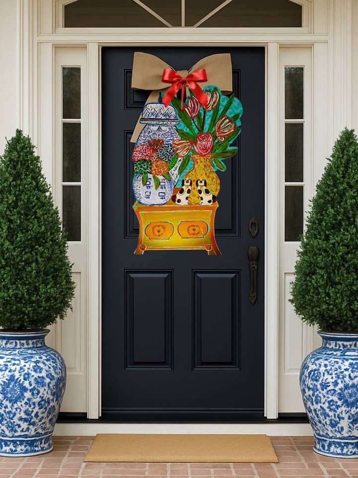 LARGE Designer 'For the Love of Chinois' Door Hanger for wholesale by Mid Mod Design LLC