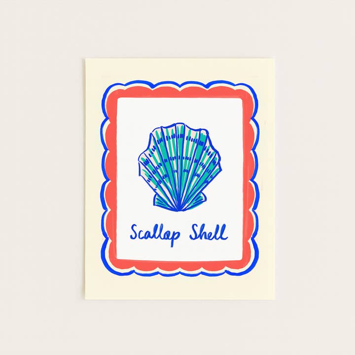 Impression d'art de plage avec coquille Saint-Jacques pour la vente par Three Strands Design
