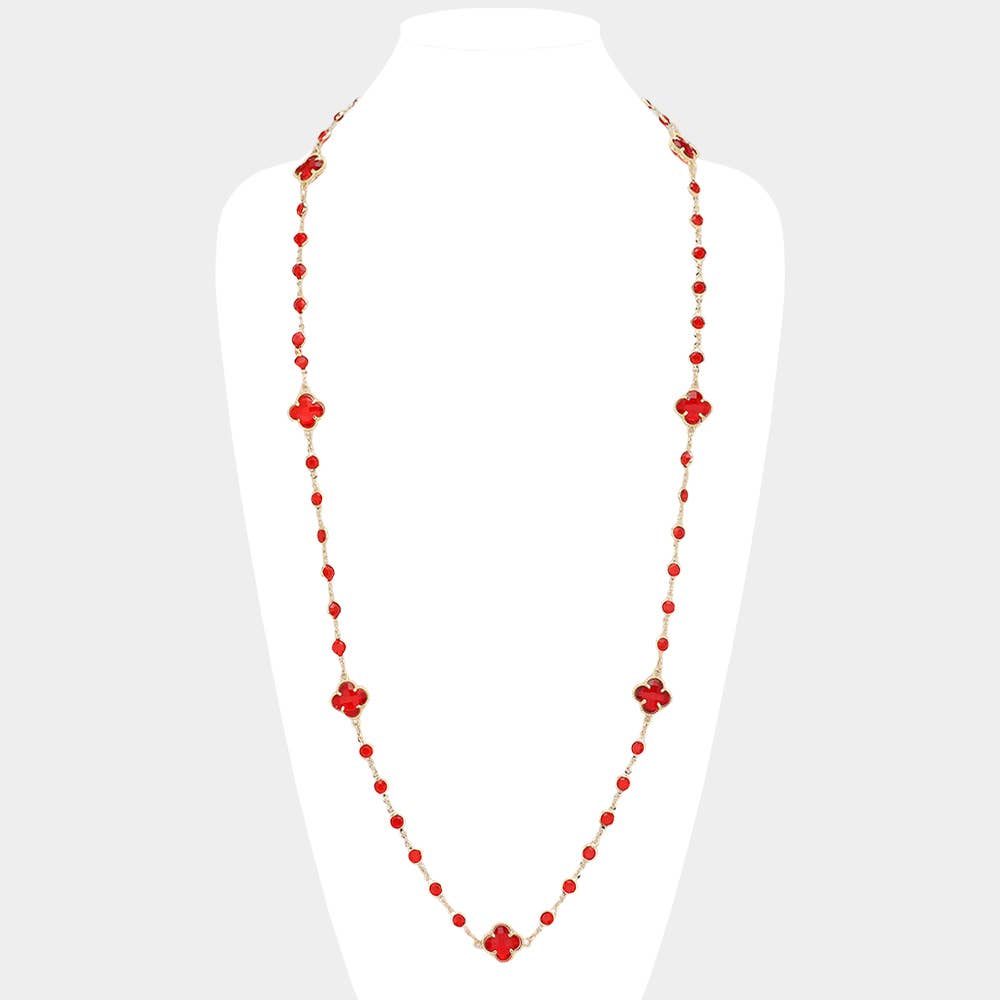 Sensibling Corp. - Wholesale Pendant/Charm Necklace - Quatrefoil Station Long Necklace9