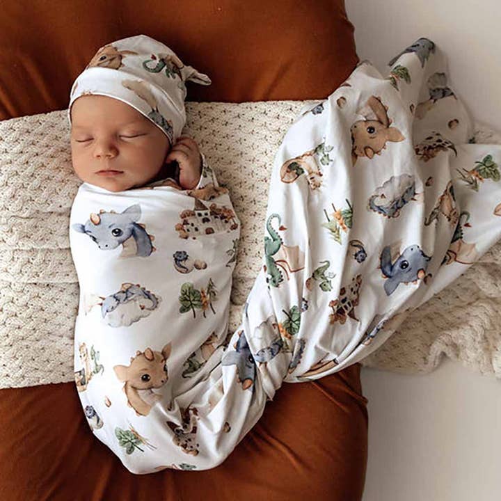 Snuggle Hunny - Wholesale Swaddle Set - Baby - Dragon Organic Jersey Wrap & Beanie Set4