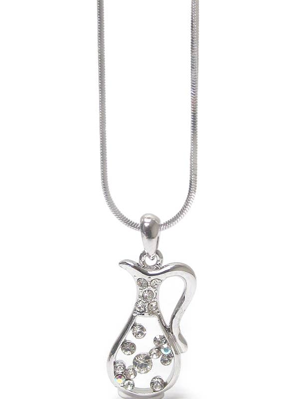 ( HX1154 ) COLLIER PENDENTIF EN POT DE CRISTAL pour la vente par Jewelry Max