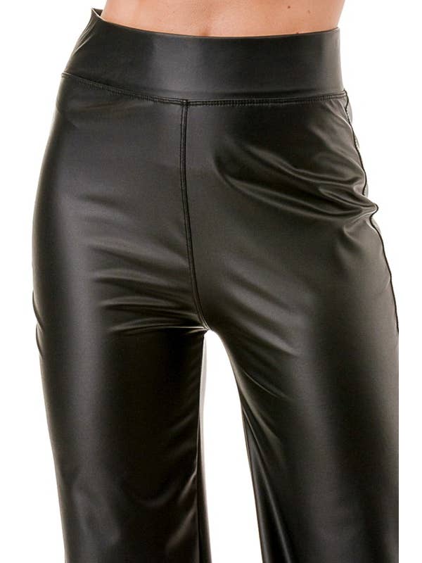 Noir PANTALON DROIT EN CUIR VÉGÉTALIEN PPU11 en vente sur Faire7