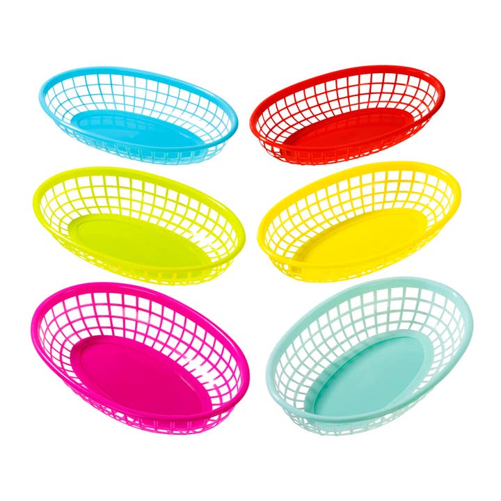 Talking Tables USA - Wholesale Serve Bowl - Colorful Plastic Food Baskets | 6 Pack | Summer | BBQ |