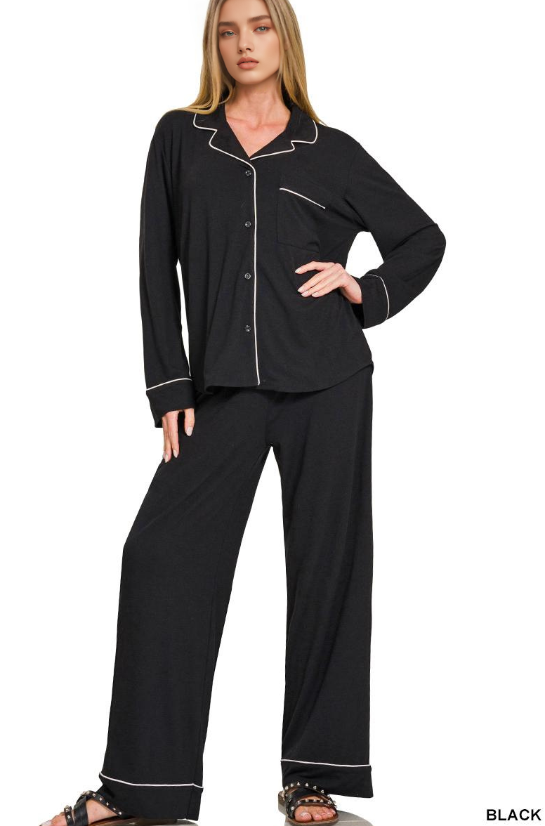 42POPS - Wholesale Lounge Set - Women's - ..._ SI-26598 Button Down Shirt And Pants 2 Piece Pajama Set6
