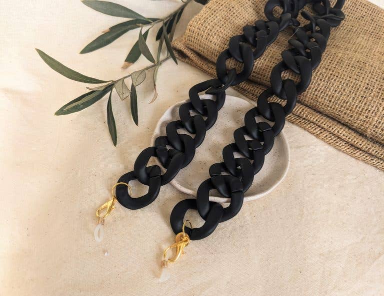 Kodes - Venta al por mayor Correa para gafas - Unisex - Iris - Cadena para Gafas de Pasta Negra Grande y Gruesa3