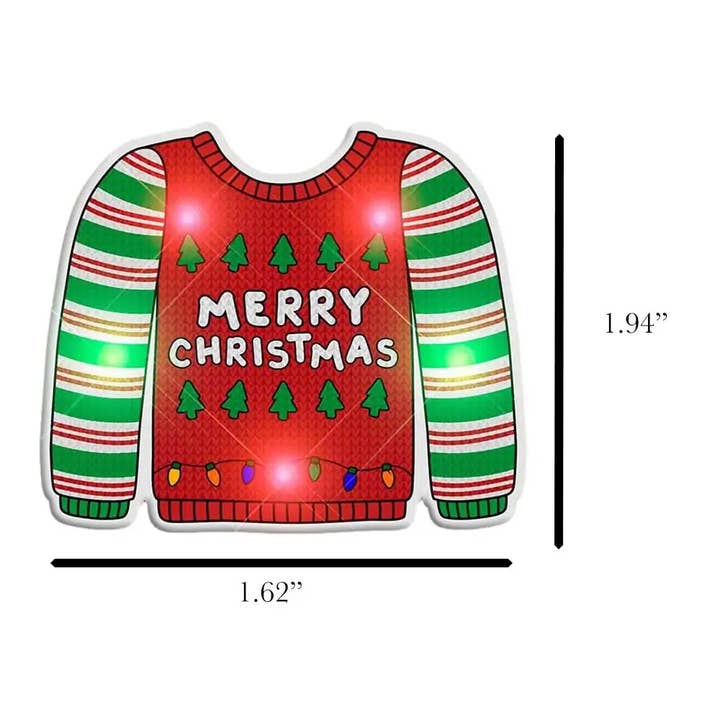 Blinkee.com, LLC – wholesale Lapel pin/button – Light Up Merry Christmas Sweater Stripes Body Light Pin1
