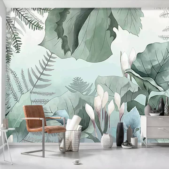 Papier peint de dessin de jungle tropicale Vintage Leaf pour la vente par GK Home Decor