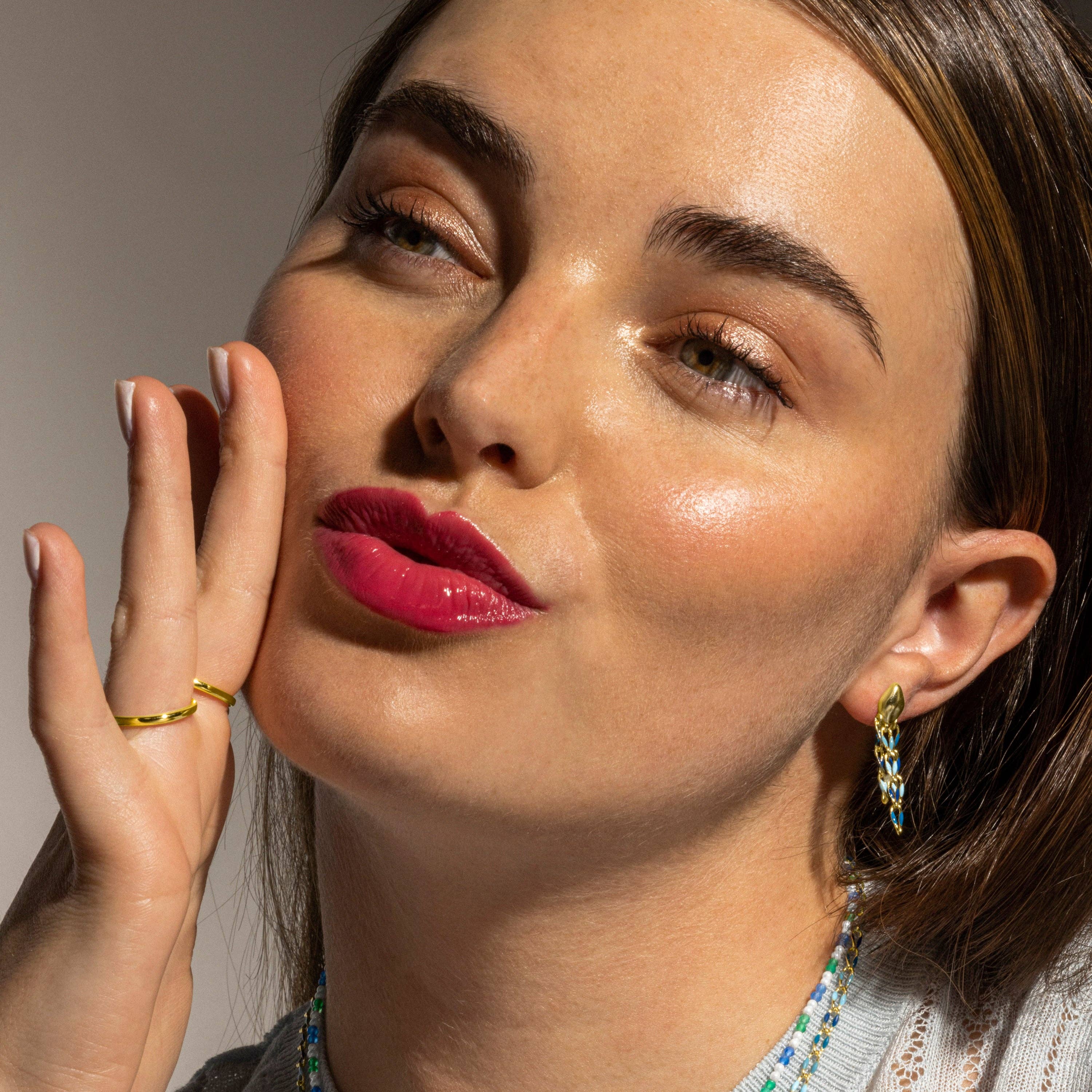 Luxenter - Vente Boucles d'oreilles pendantes - Pendientes Luxenter en argent sterling 925 et laqué bleu finition or 18k - Shione2