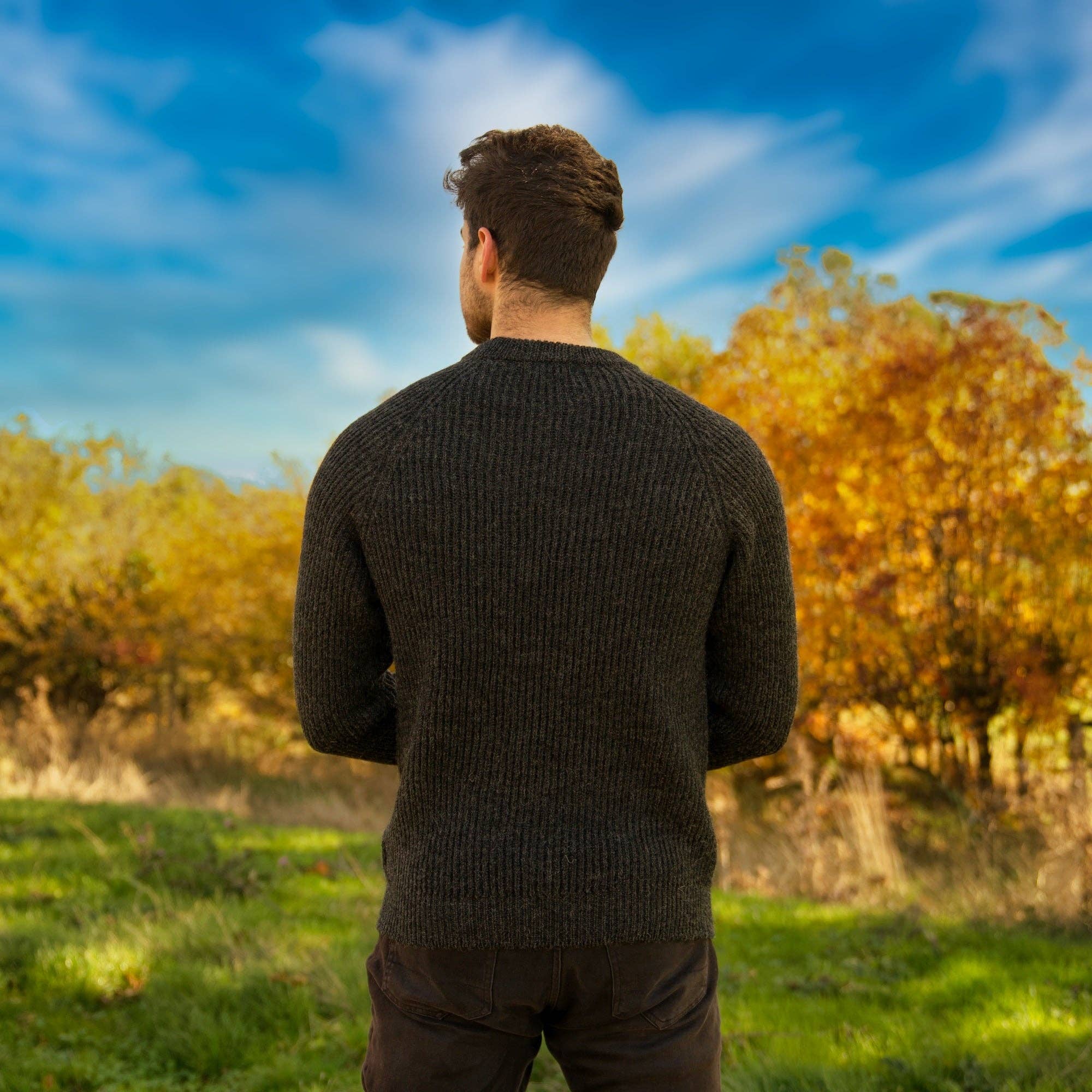 Mars Knitwear – wholesale Knitted jumper – Men′s – British Wool Seamless - Hawking - Charcoal11