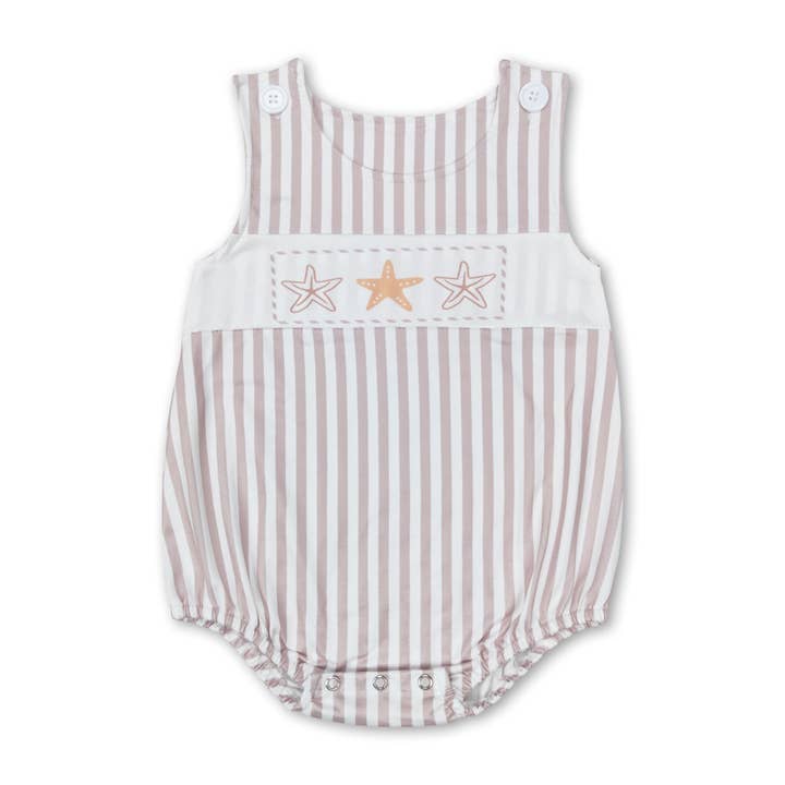 Stripe sleeveless starfish baby boys summer romper for wholesale by Yawoo Garments