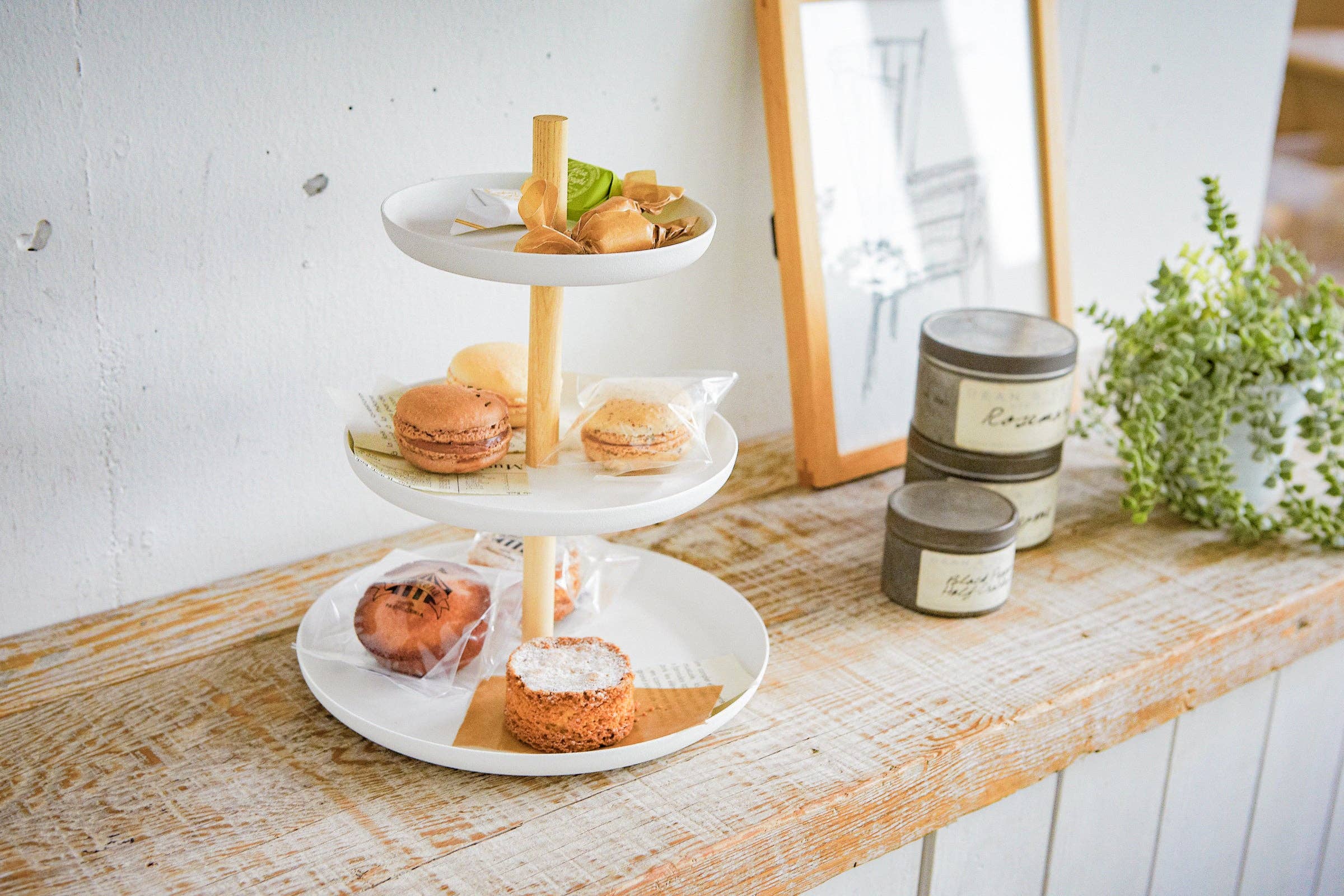 Yamazaki Home - Wholesale Serving Tray - Tosca Serving Stand - Steel + Wood4