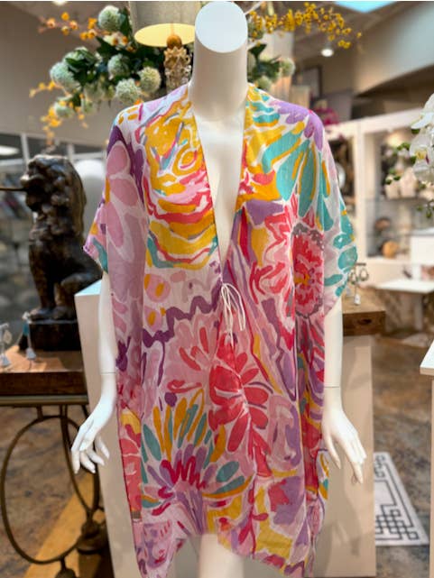 Pretty Persuasions - Wholesale Swim Cover Up - Women's - CP25009 Kimono Ruana Beach Coverup w/Gold Metallic/String