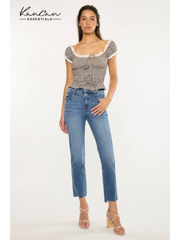 MEDIUM OPEN PACK HIGH RISE SLIM STRAIGHT JEANS-KC20070M for wholesale on Faire