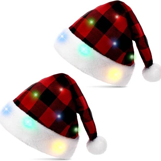 SugarQuoteMeNot LLC - Wholesale Santa hat - Christmas LED Plush Santa Hat1