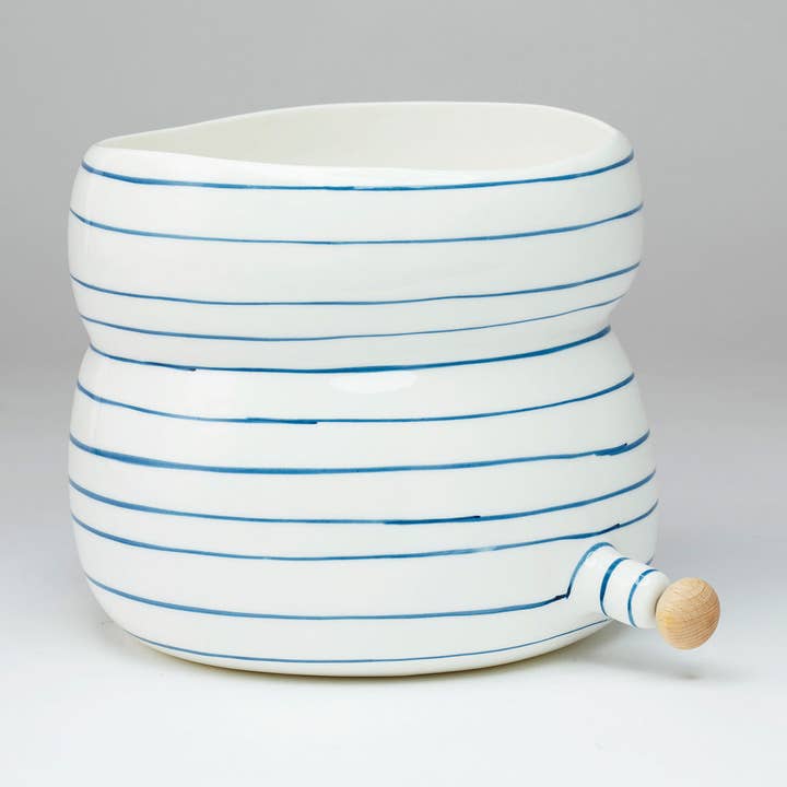 Plant Pod Pourer Pot Blue Lines Large for wholesale by Angus & Celeste