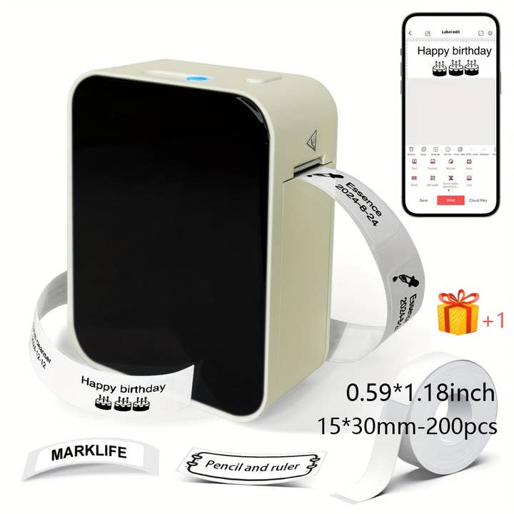 Modpopdeco - Wholesale Portable Charger - Portable Marklife P15 Thermal Label Printer Wireless Label Maker 15x30m Paper Roll Multiple Templates USB Battery Powered Compact Design for Home Office3