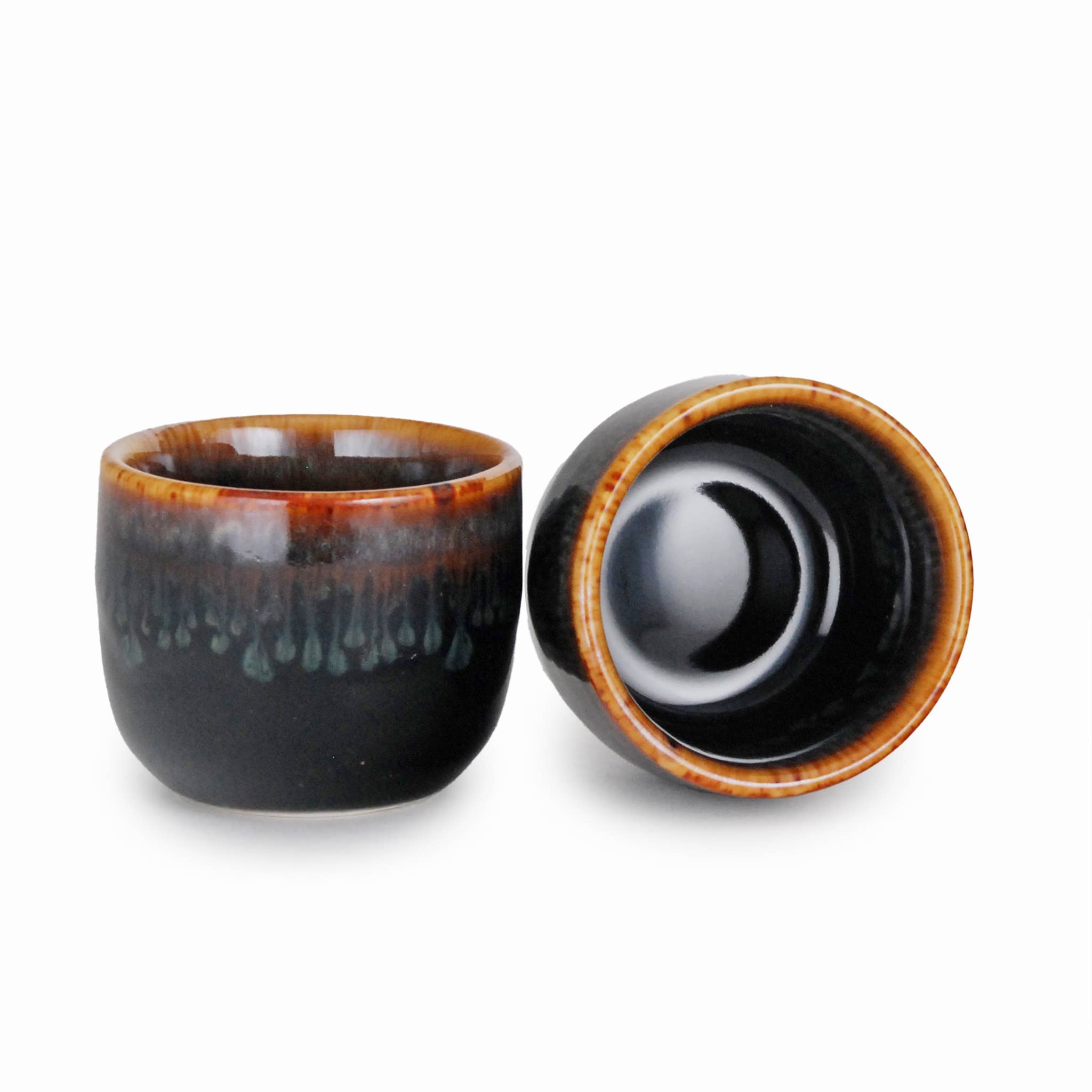 Fuji Merchandise Corporation - Wholesale Drinking Glass/Cup - SAKE SET – SAKE SET – BLACK DRIP GLAZE2
