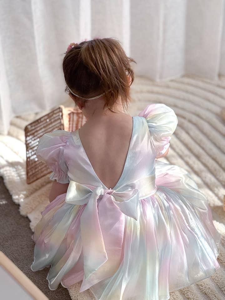 A Little Lacey - Wholesale Dress – Kids - Anastasia Girls Rainbow Organza Dress7