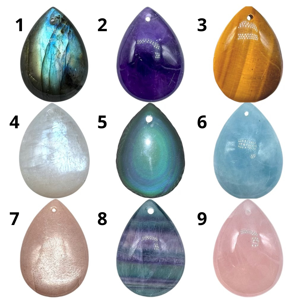 Foliesbijoux - Wholesale Individual Charm/Pendant - Drop-shaped pendant pierced in front (47 different stones) (bail not included)1