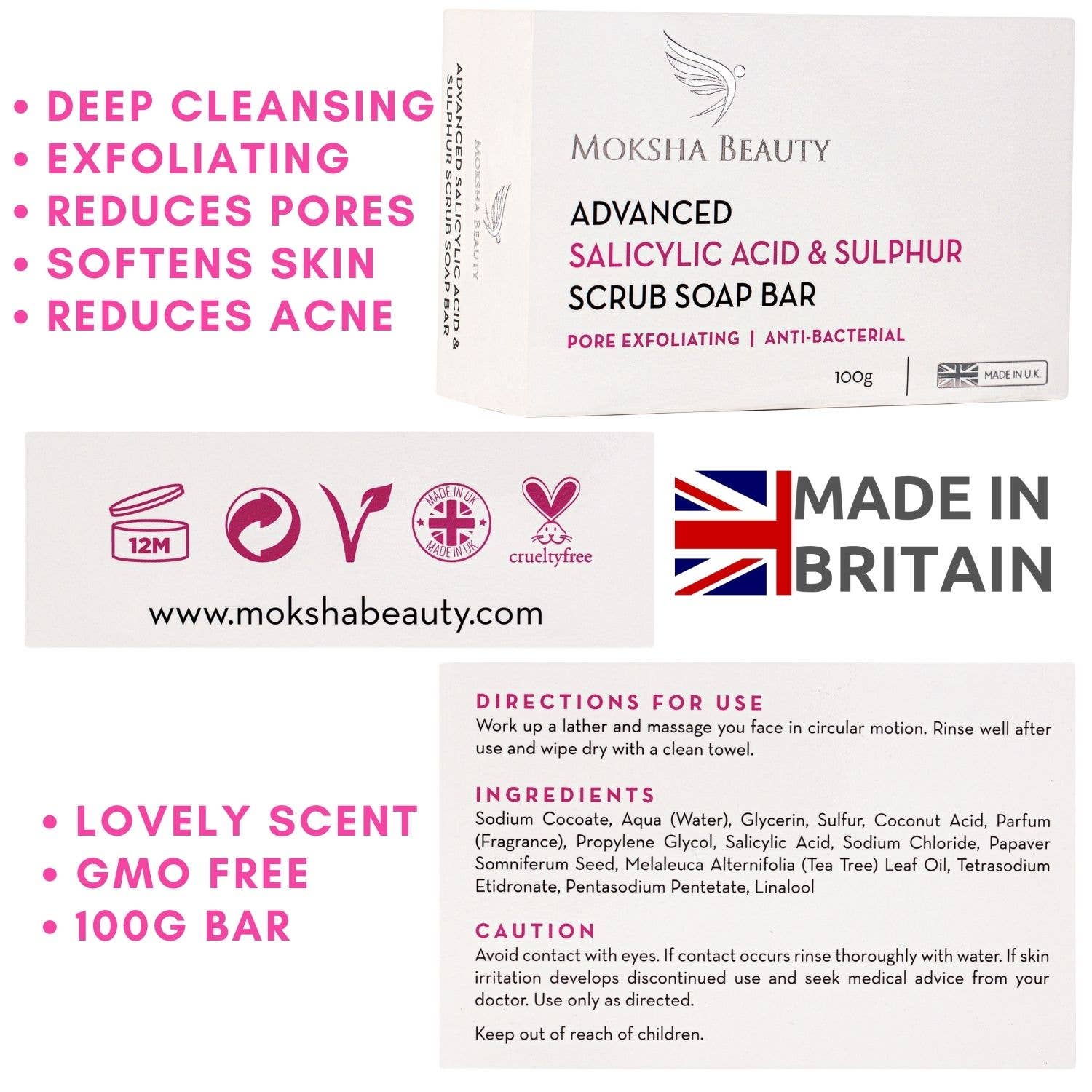 Moksha Beauty - Wholesale Bar Soap - Sulphur Soap for Acne, Mites, Scabies, Anti-Blemish Soap8