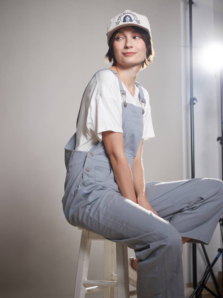 Elloh Collection - Wholesale Overalls - Women's - Relaxed Fit Barrel Leg Cotton Overall w Adjustable Straps1