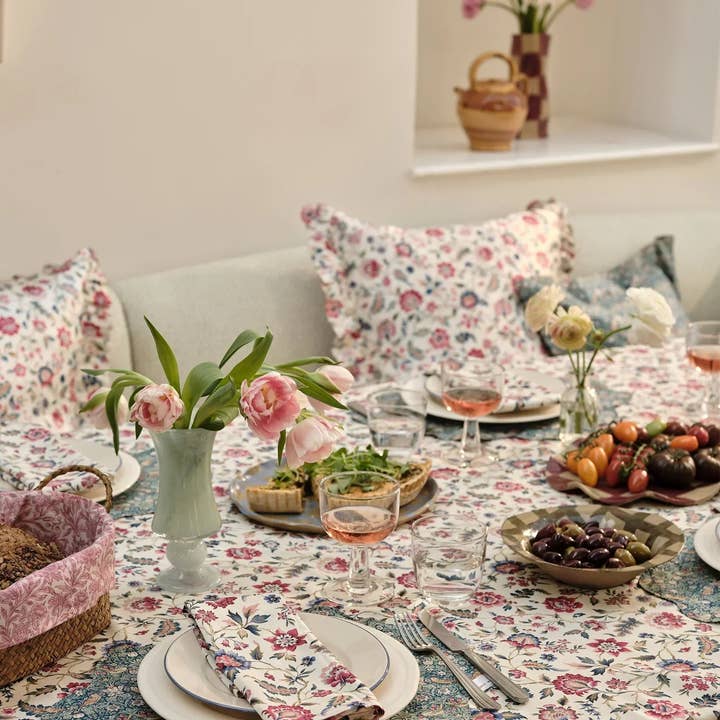 Coco & Wolf - Wholesale Placemat - Reversible Wavy Placemat made with Liberty Fabric STRAWBERRY THIEF & WILTSHIRE2