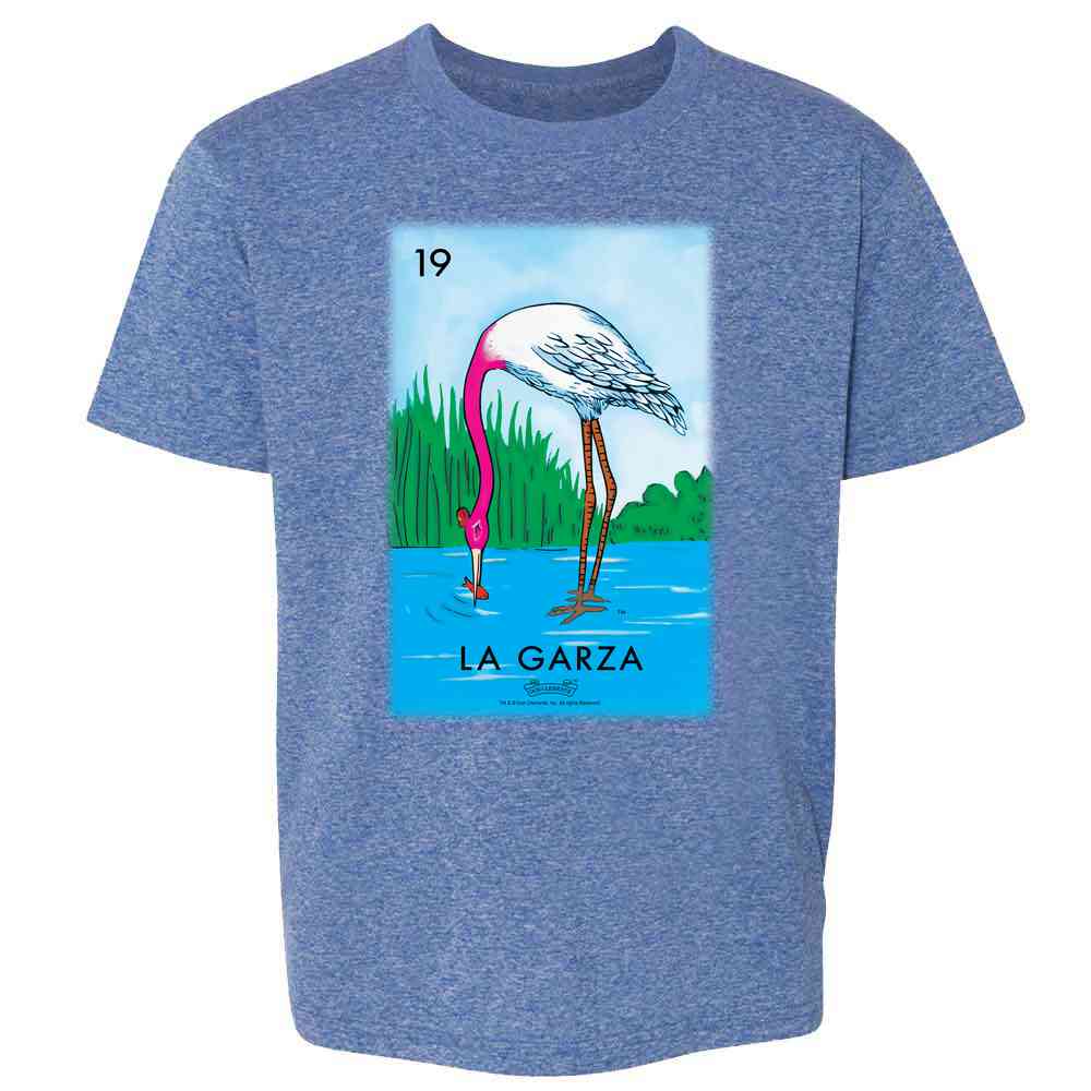 Pop Threads - Wholesale Screen Printed T-Shirt - Kids - La Garza Heron Loteria Card Mexican Bingo Kids & Youth Tee7
