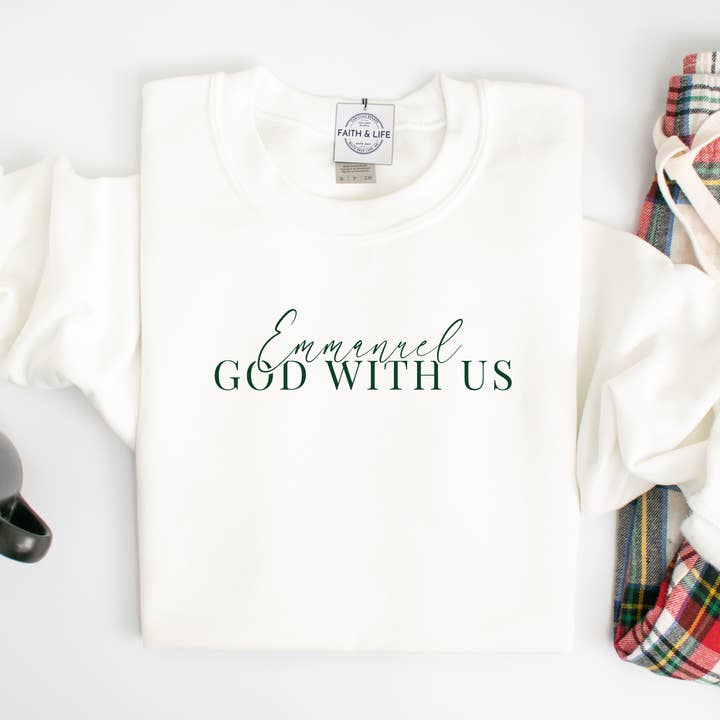 Emmanuel God With Us Fleece Crewneck Sweatshirt for wholesale by Faith & Life Christian Brands