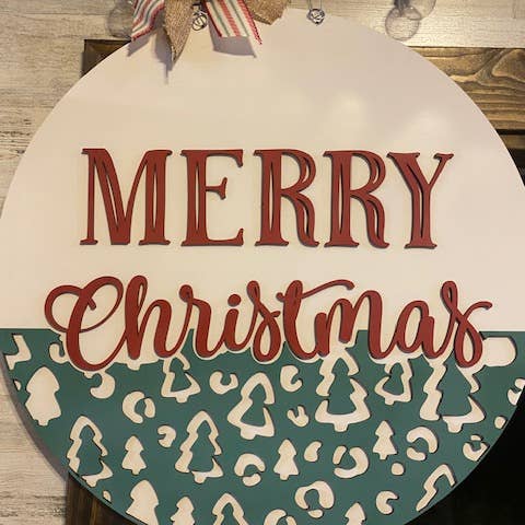 Merry Christmas Leopard Door Hanger for wholesale by Vick Crafts