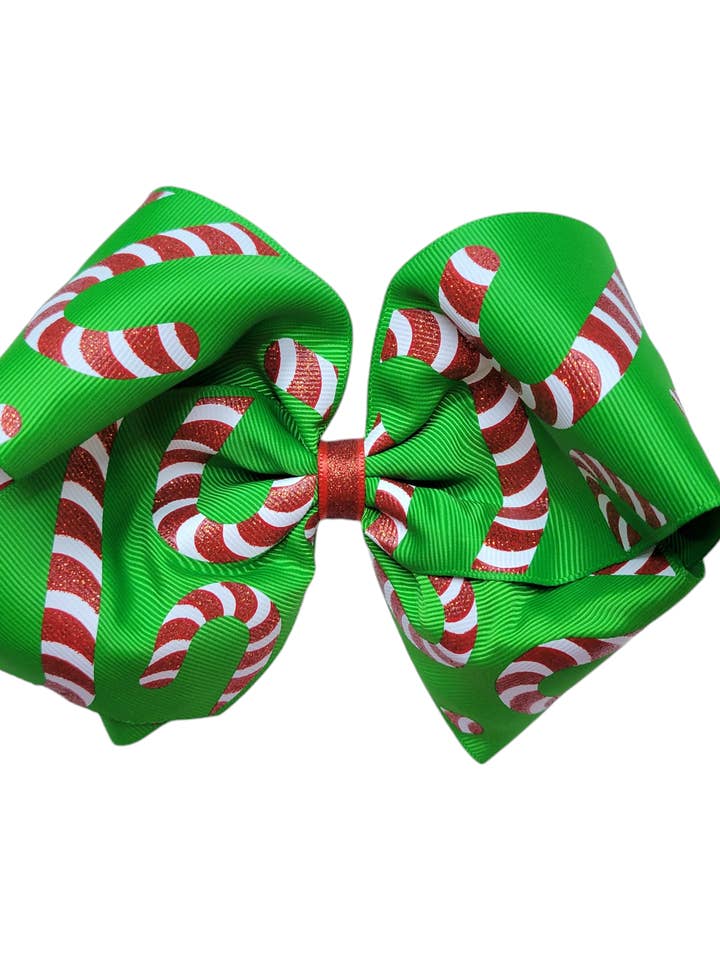 Candy cane kersthaarboog voor wholesale door Hailey's Hairbows
