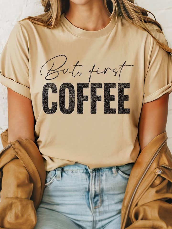 MA PRIMA MAGLIETTE GRAFICHE COLOR CAFFÈ per la vendita all'ingrosso da parte di Rustee Clothing