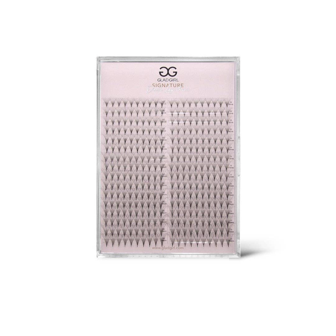 GladGirl – wholesale False/fake eyelashes – 6D Double Layered Signature Mink PreMade Lash Fans - CC Curl & D Curl 0.03 x 8-15mm5