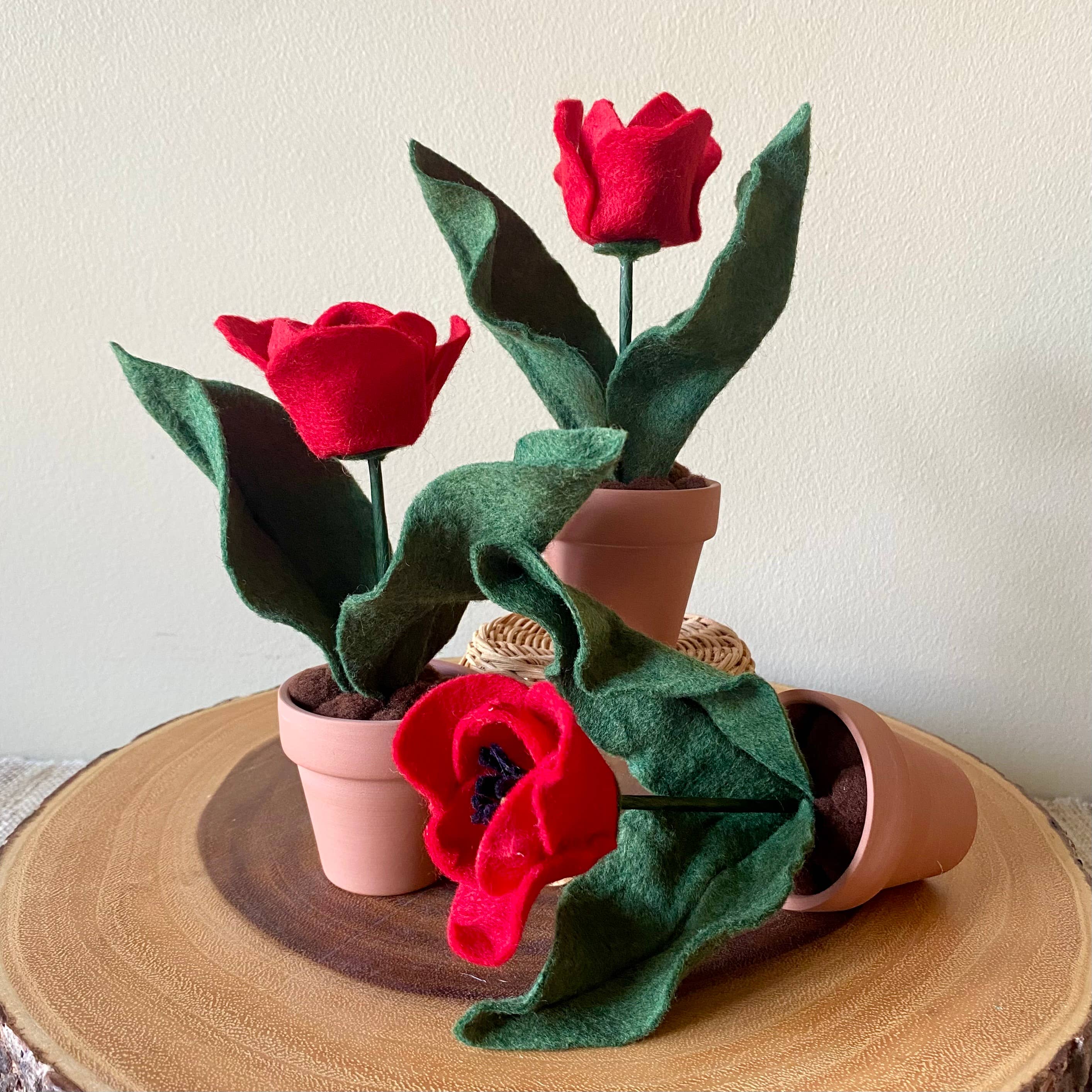 ForgetBKnot - Wholesale Artificial Flowers - Handmade Forever Felt Potted Tulip6