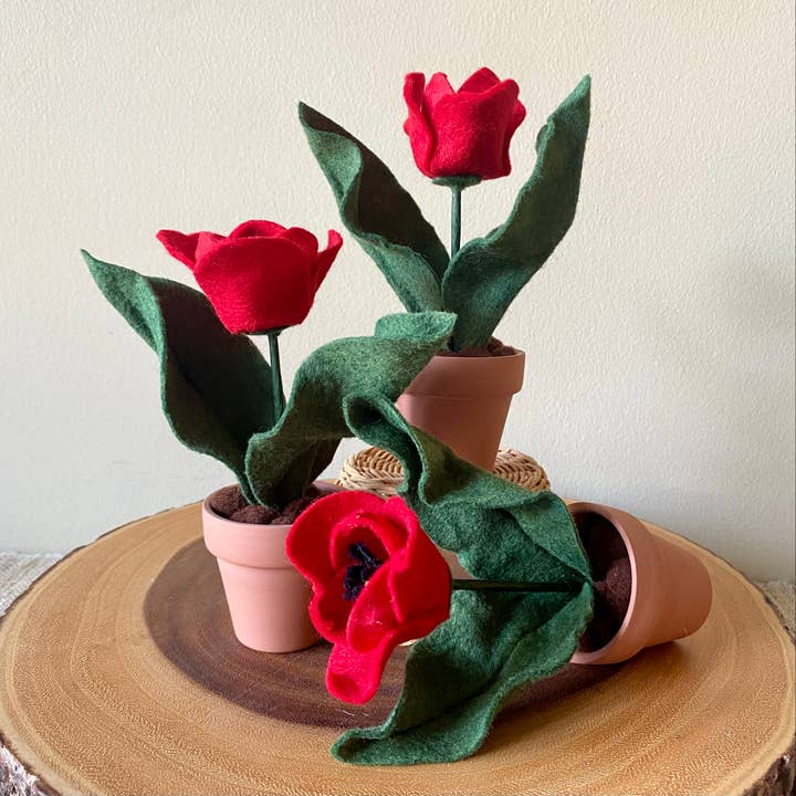 ForgetBKnot - Wholesale Artificial Flowers - Handmade Forever Felt Potted Tulip6