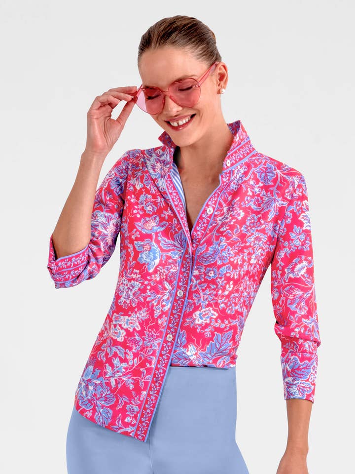 Gretchen Scott LLC - Wholesale Button Down Shirt - Women's - Boyfriend Shirt - English Garden0