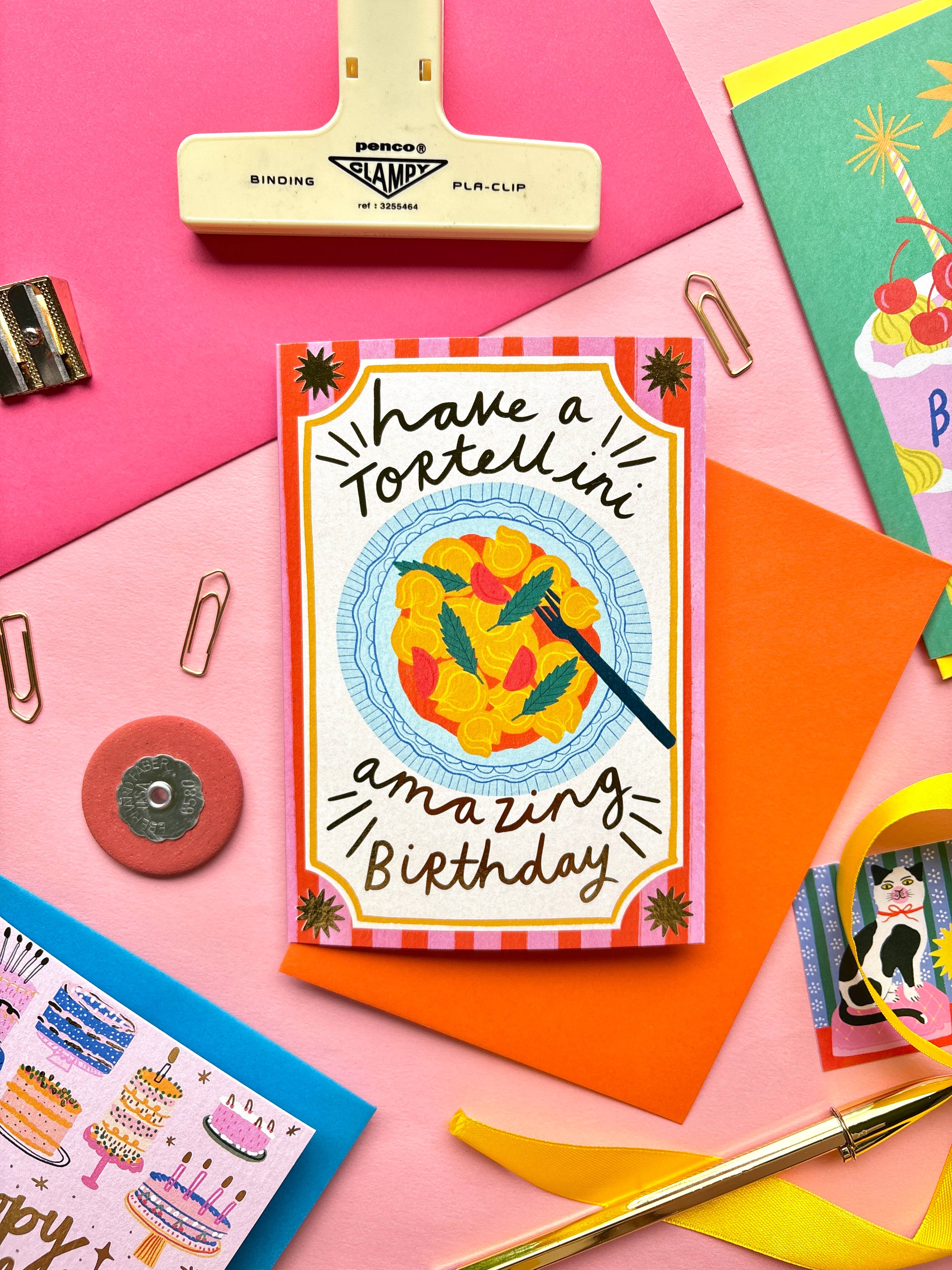 Kerrie Illustrates – wholesale Birthday card – Have a Tortellini Amazing Birthday Card | Pasta lover Foodie